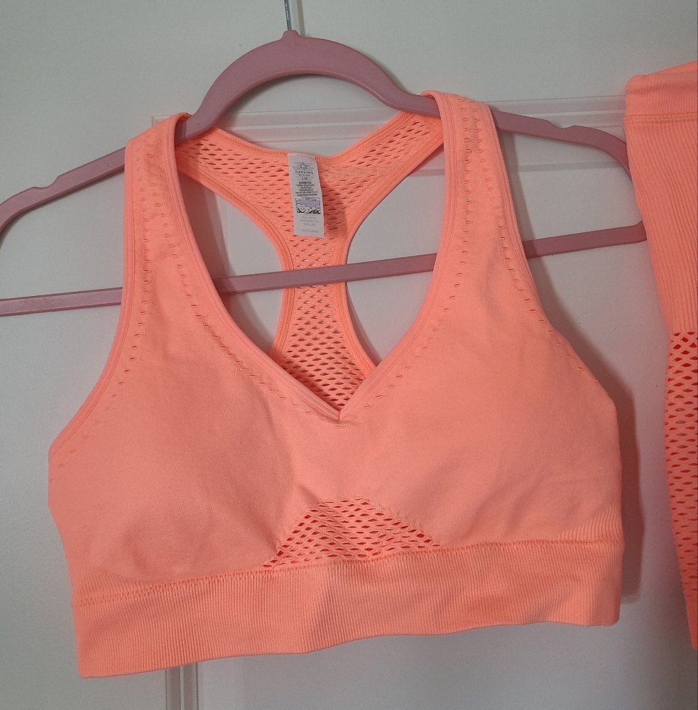 NWT orange aerie sports bra and athletic shorts set - Picture 3 of 8